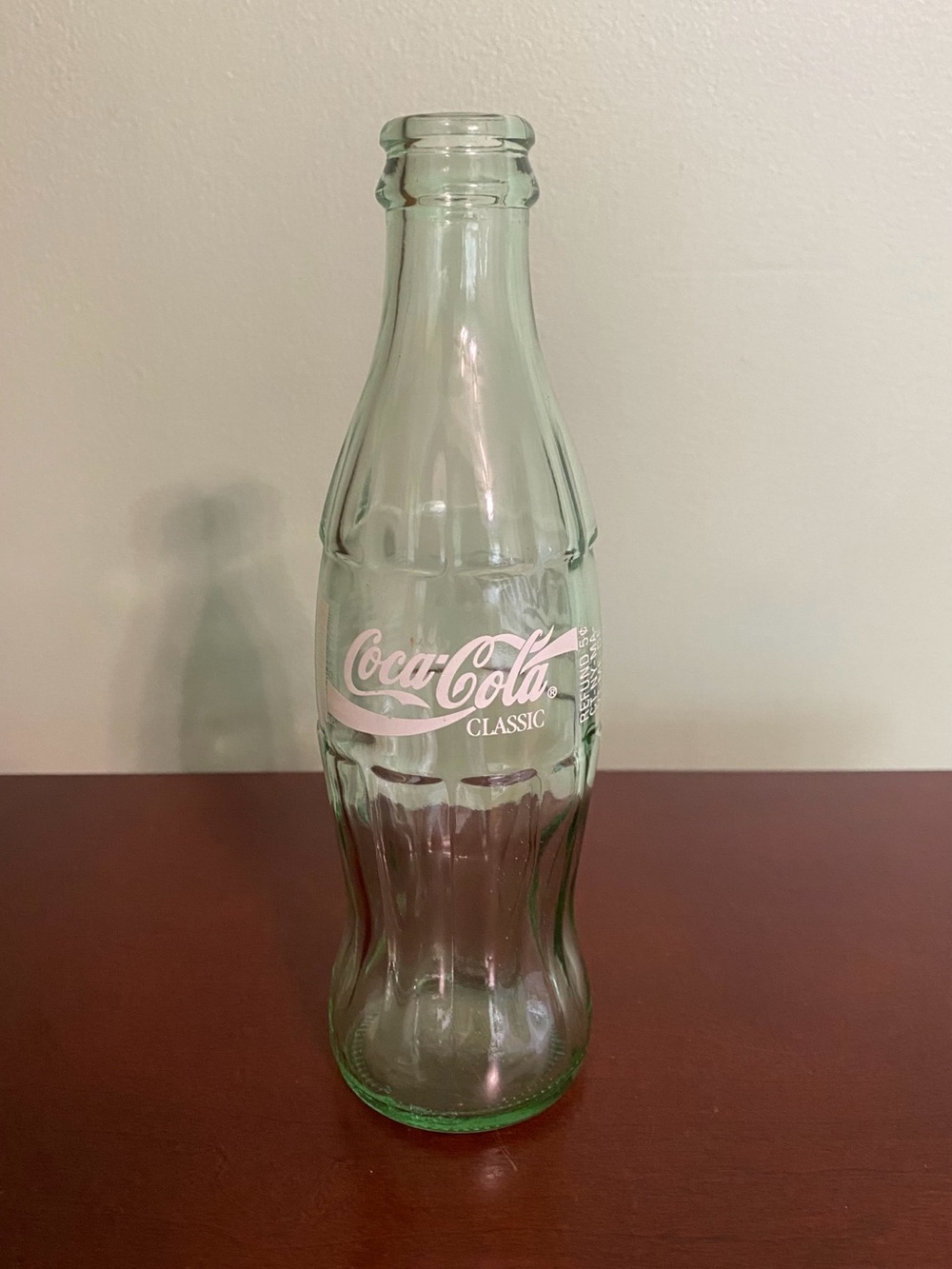 🍀1993 VTG Coca-Cola Classic Light Green Glass Bottle with White Logo